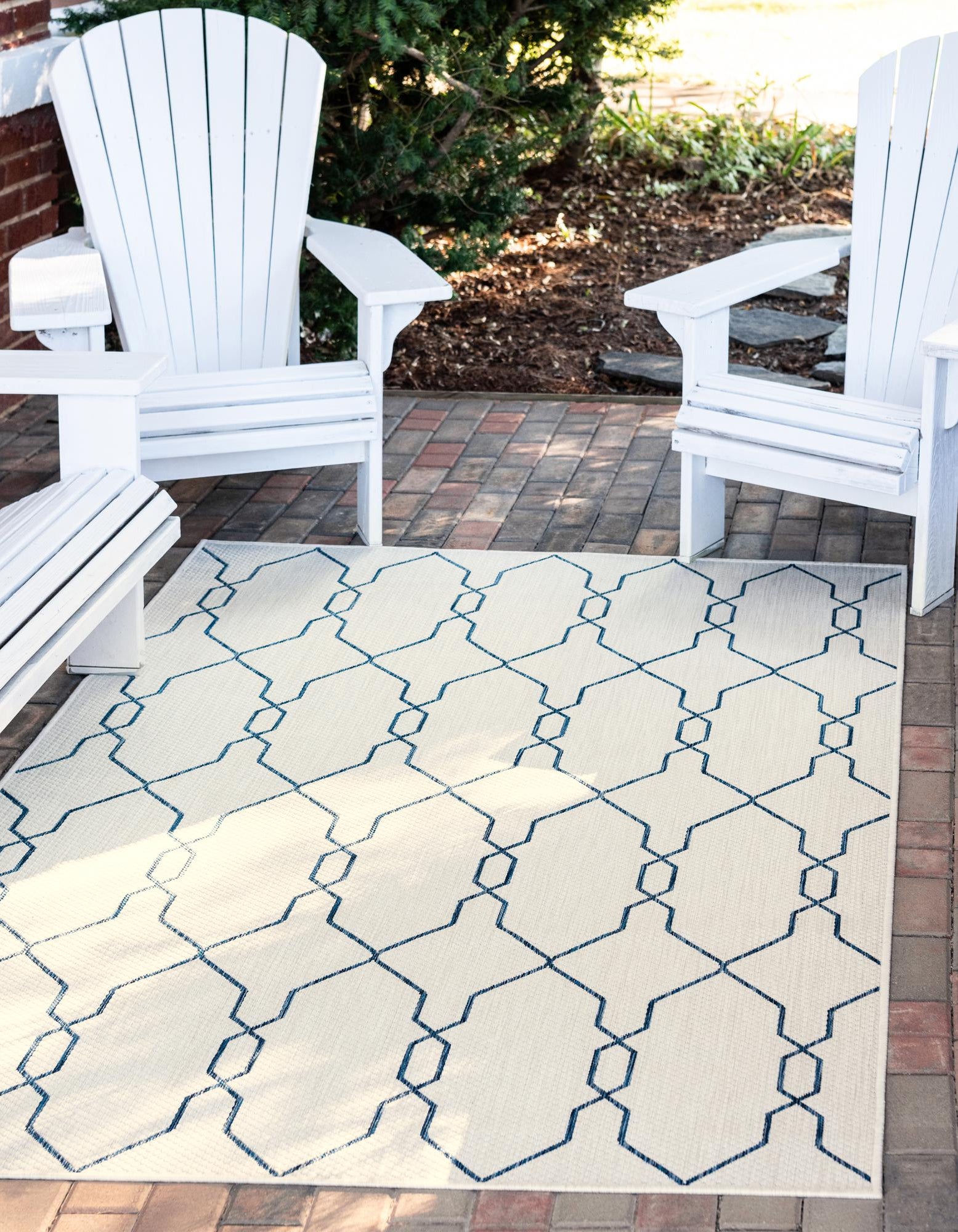 Ivory 9' x 12' 2 Lattice Indoor / Outdoor Rug | Rugs.com