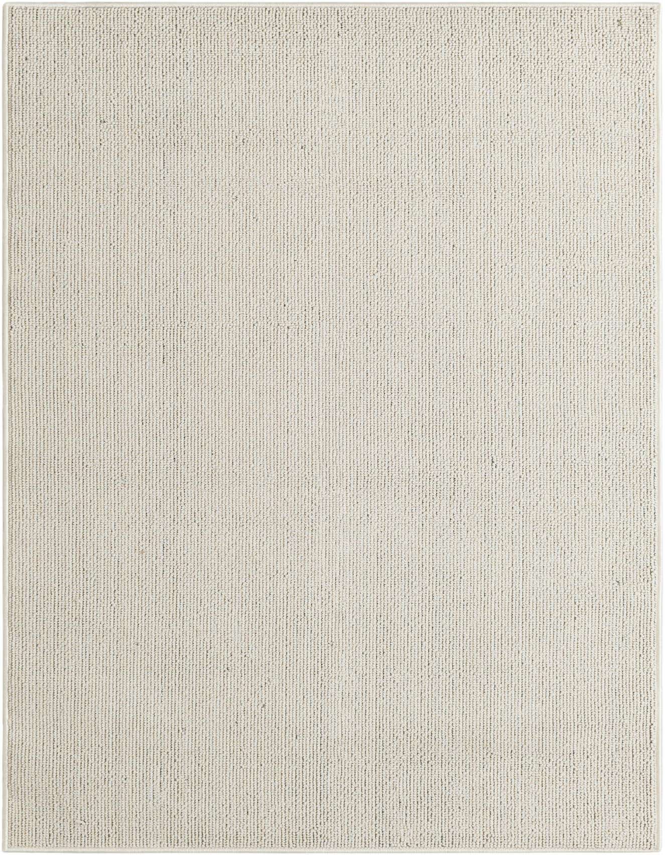A 4x6 rectangular ivory flatweave rug with a subtle ribbed texture, suitable for indoor or outdoor use.