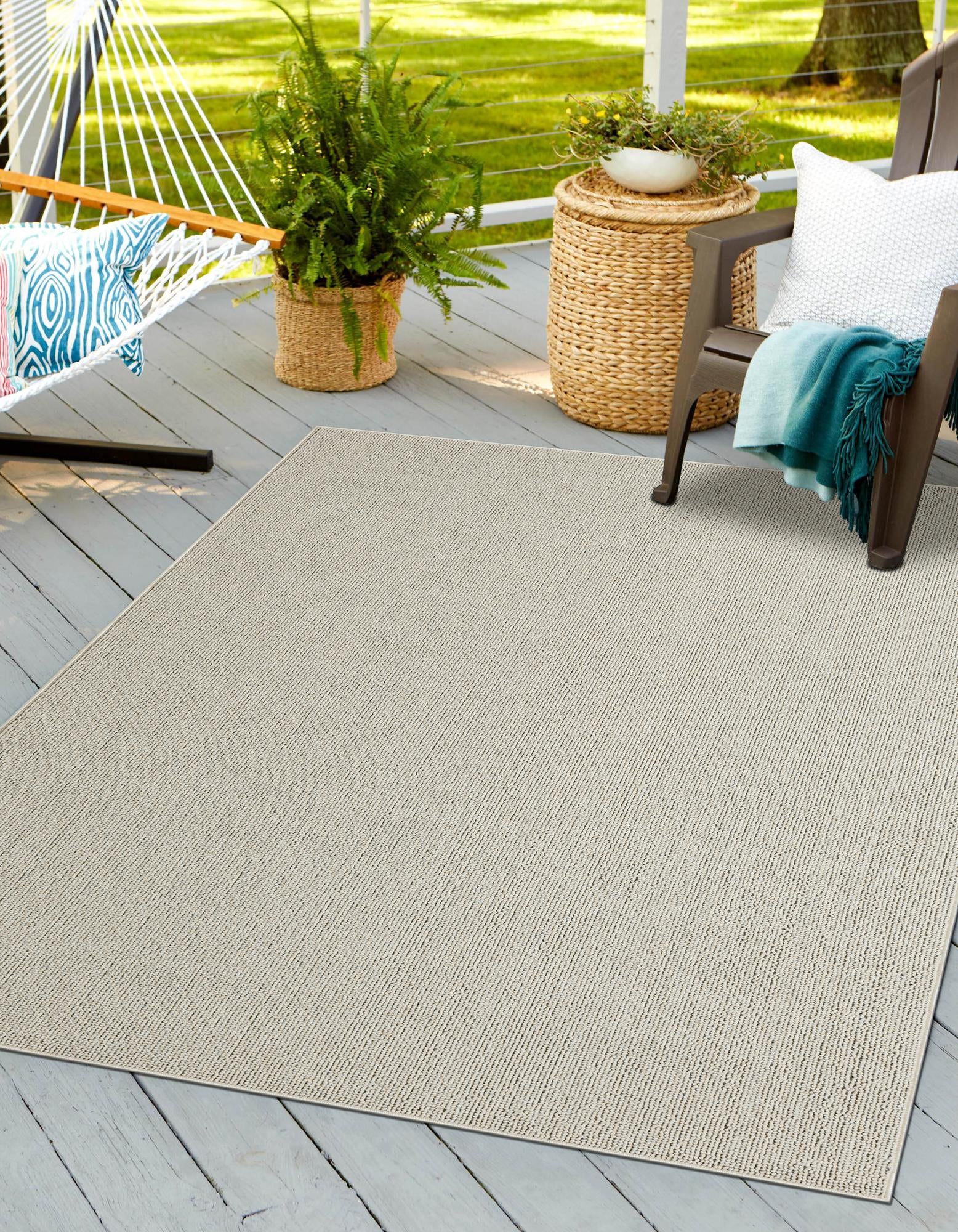 Ivory 7' 10 x 10' Solid Indoor / Outdoor Rug | Rugs.com