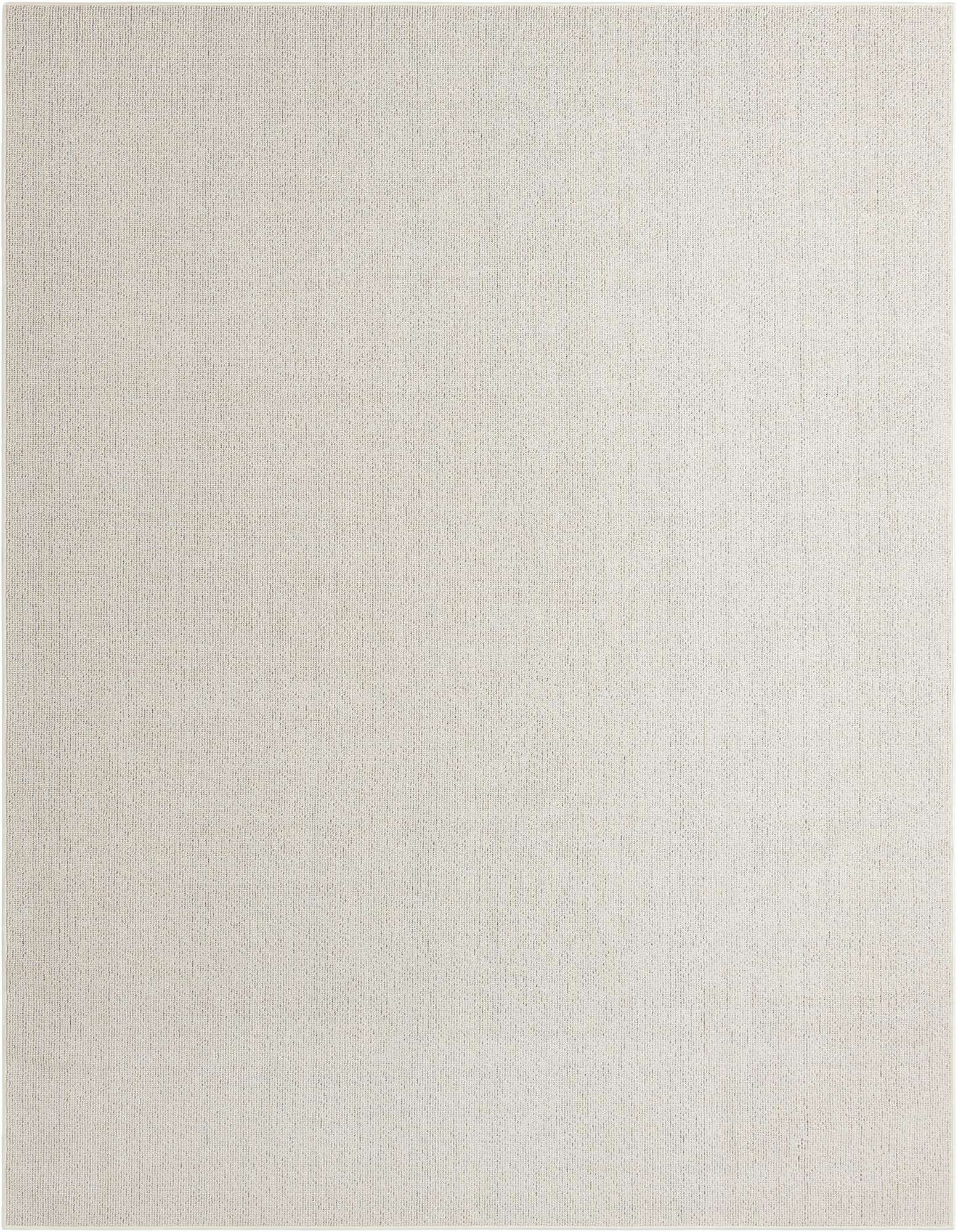 A large 8x10 rectangular ivory area rug with a flat, solid modern weave, suitable for indoor or outdoor use.