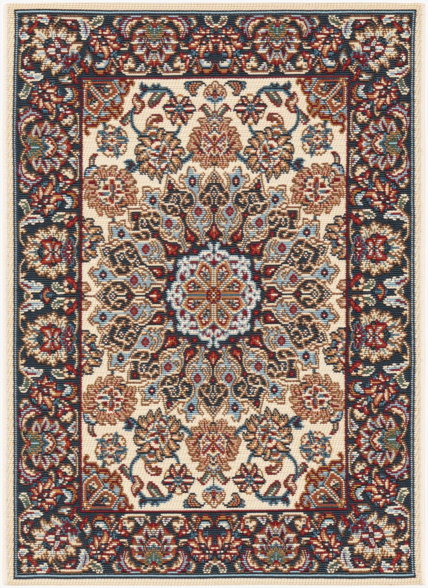  2' x 3' 1  Washable Traditional Indoor / Outdoor Rug