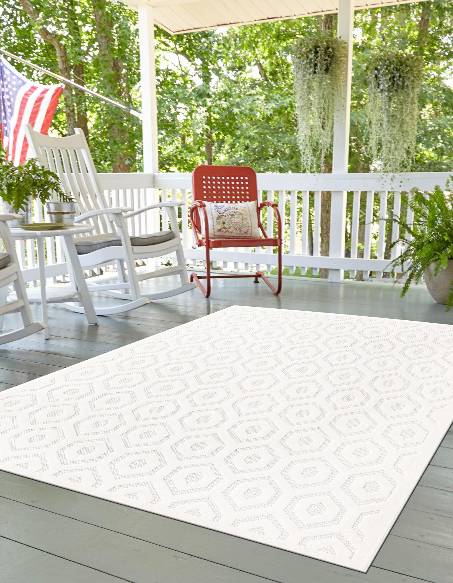 Ivory 2' x 3' Trellis Textured Indoor / Outdoor Rug | Rugs.com