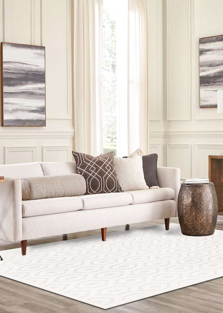 Ivory 7' 10 x 10' Trellis Textured Indoor / Outdoor Rug | Rugs.com