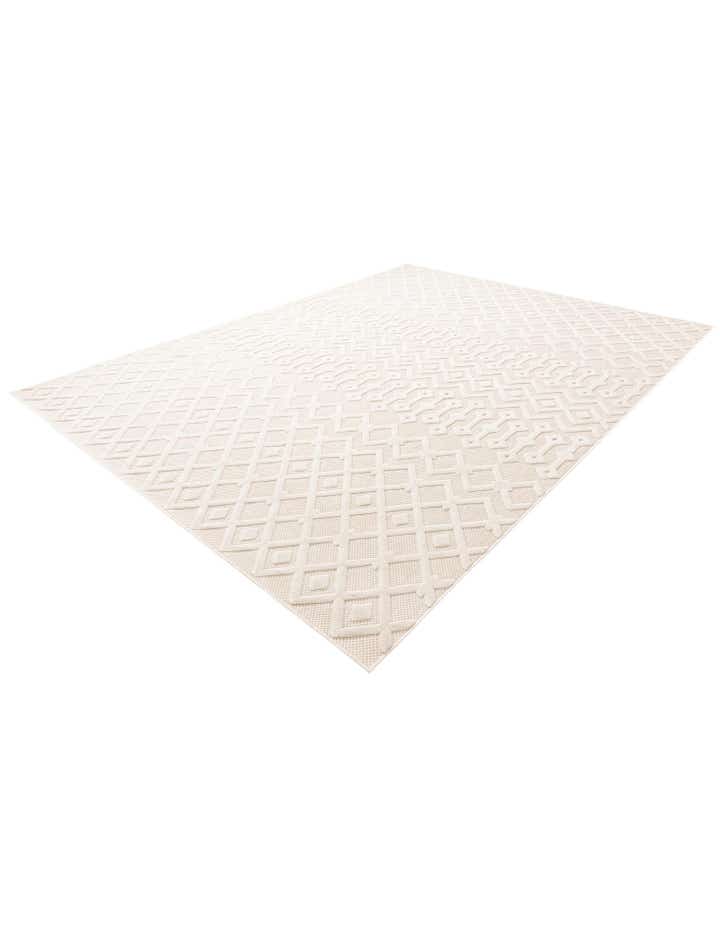 Ivory 9' x 12' Trellis Textured Indoor / Outdoor Rug | Rugs.com