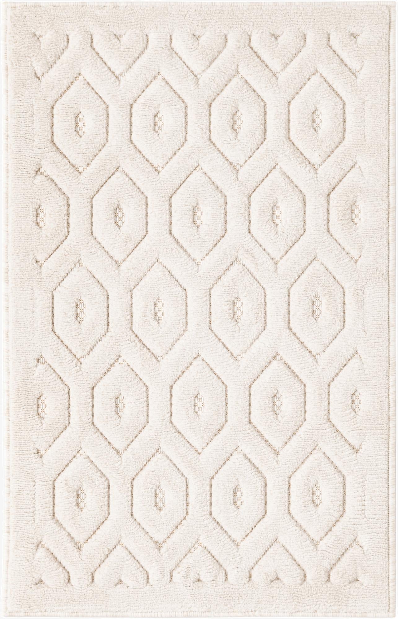  2' x 3'  Washable Trellis Textured Indoor / Outdoor Rug