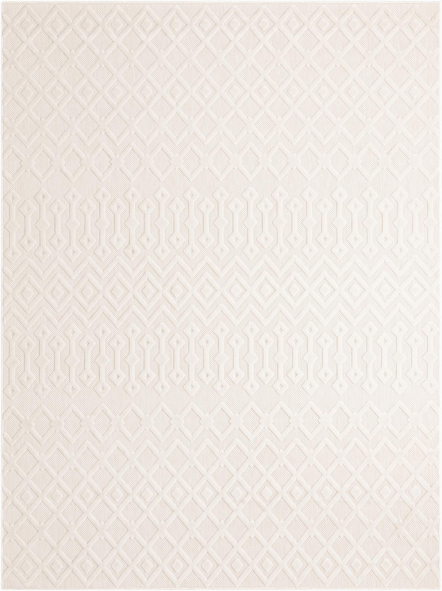  9' x 12'  Washable Trellis Textured Indoor / Outdoor Rug