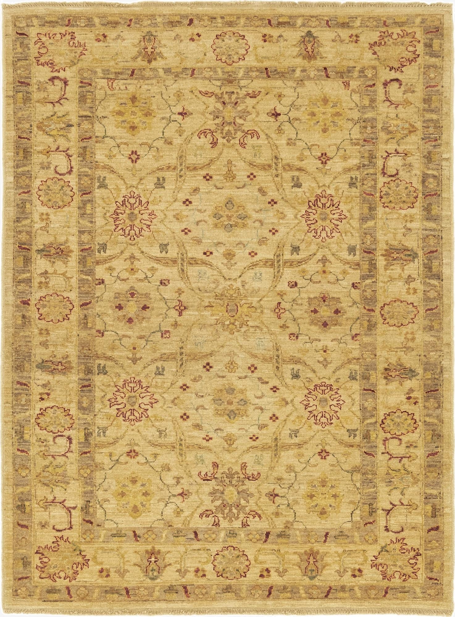  4' 4 x 5' 8  Hand Knotted Peshawar Ziegler Rug