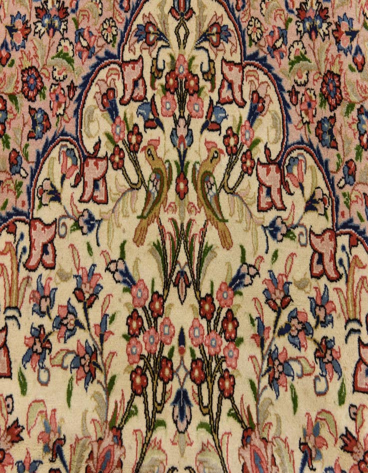 Detail image of  6' 7 x 10'  Hand Knotted Qom Persian Rug