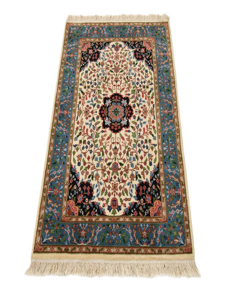 Detail image of  2' 8 x 4'  Hand Knotted Qom Wool Rug