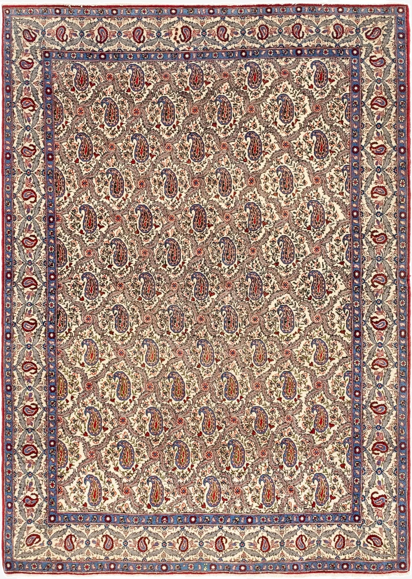  4' 7 x 6' 7  Hand Knotted Qom Persian Wool Rug