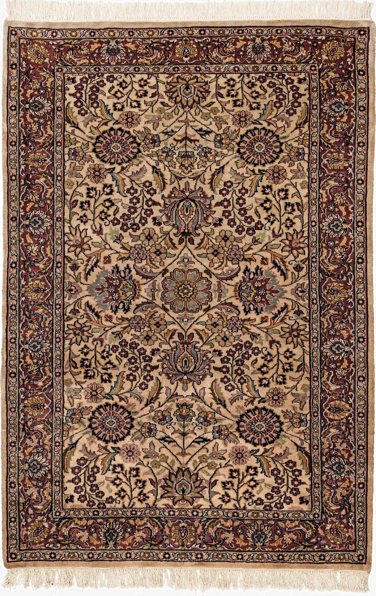  4' 3 x 6' 2  Hand Knotted Sarough Oriental Wool Rug