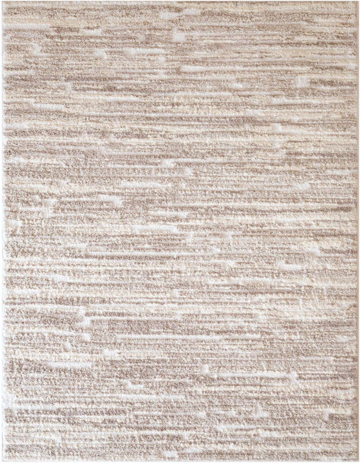 A 5x8 rectangular Sepia rug by Rugs.com with an abstract modern pattern in ivory and cream tones, featuring a textured pile.