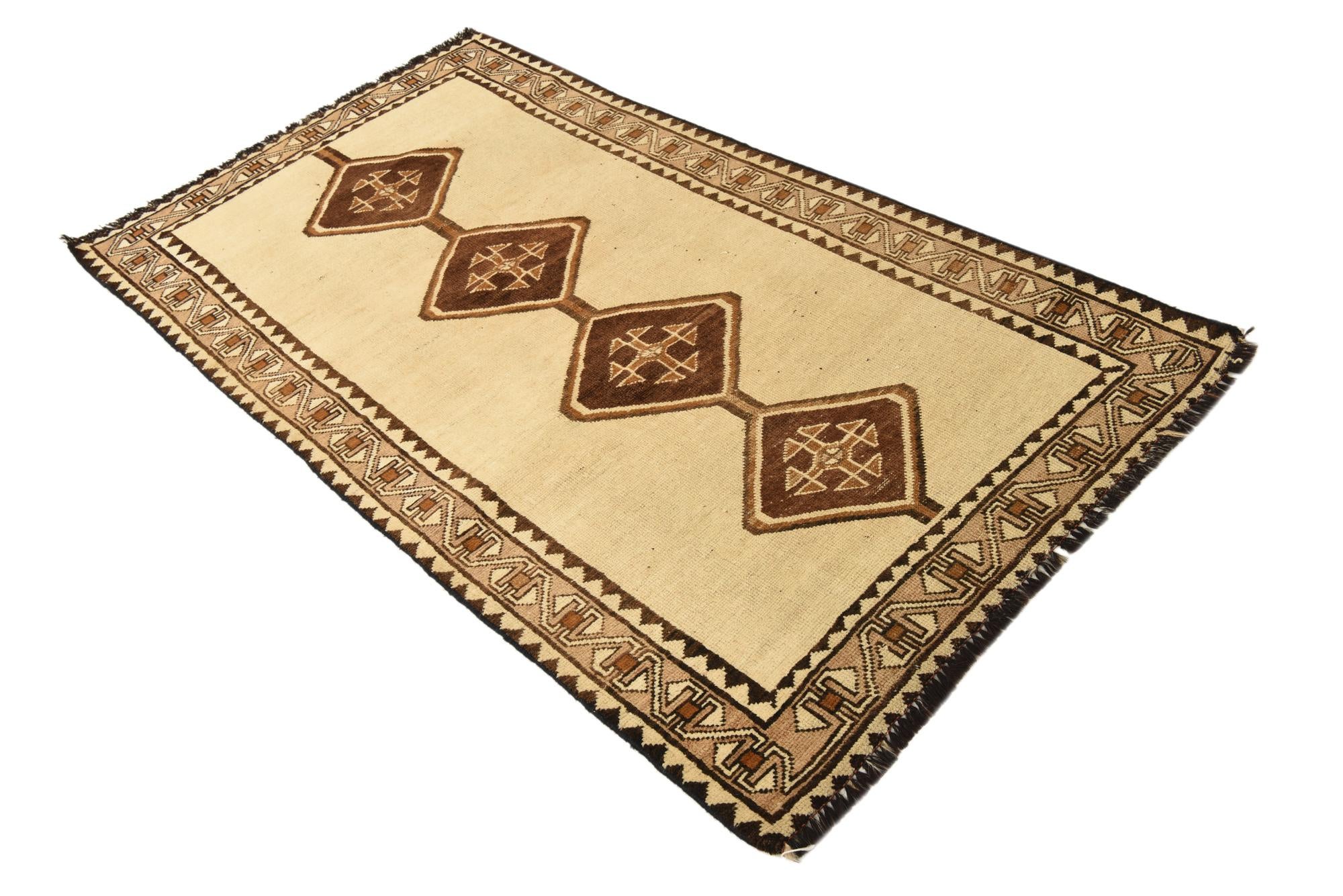  3' 5 x 6' 1  Hand Knotted Shiraz-Gabbeh Persian Wool Rug