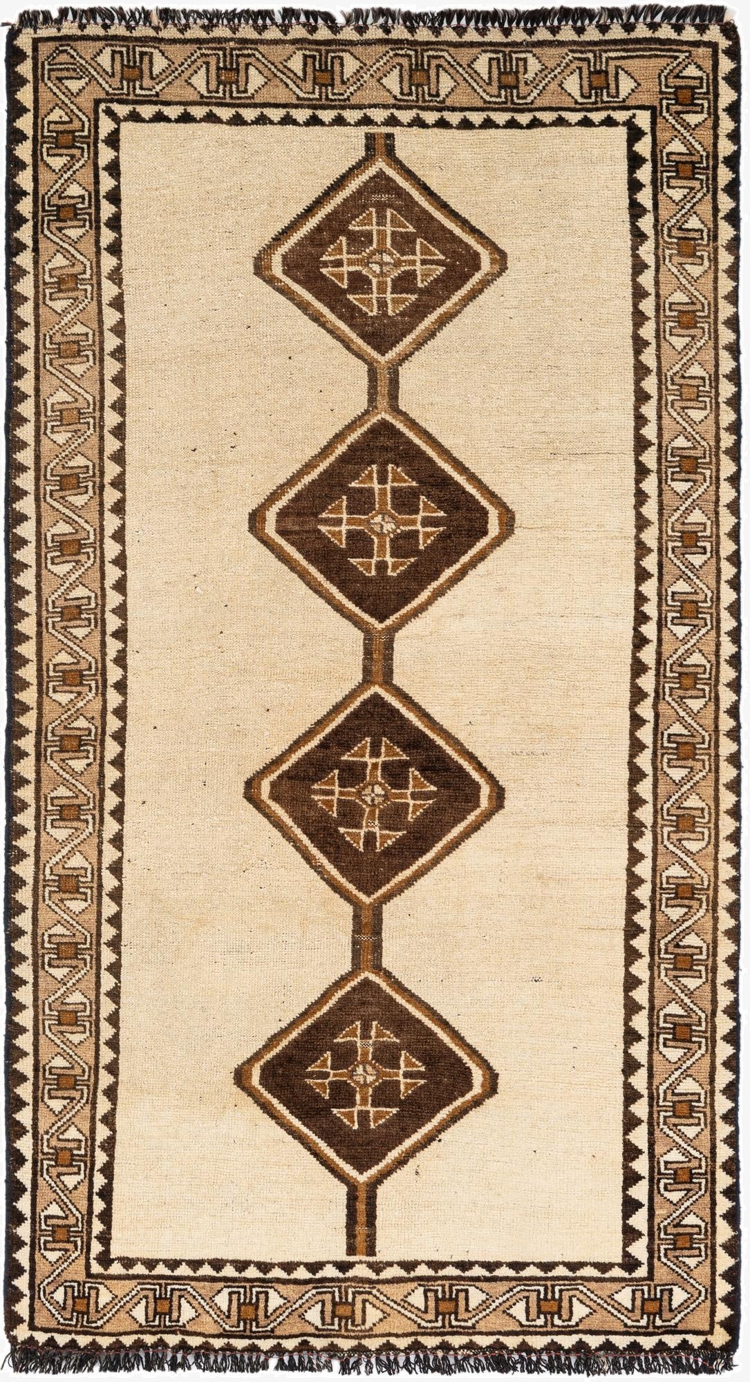  3' 5 x 6' 1  Hand Knotted Shiraz-Gabbeh Wool Rug