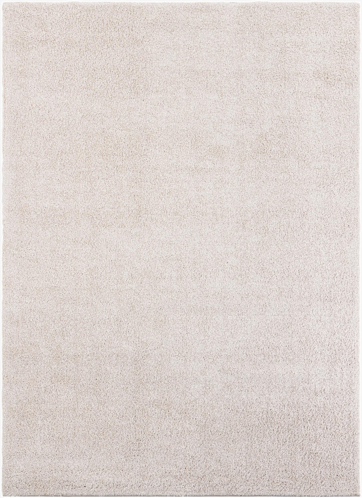 A large 8x11 rectangular ivory area rug with a soft, textured pile, perfect for a modern living room.