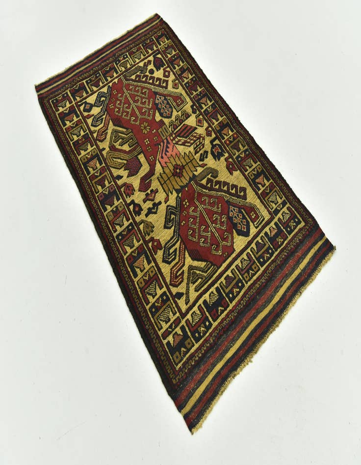 Detail image of  2' 10 x 5'  Hand Knotted Sumak Wool Rug