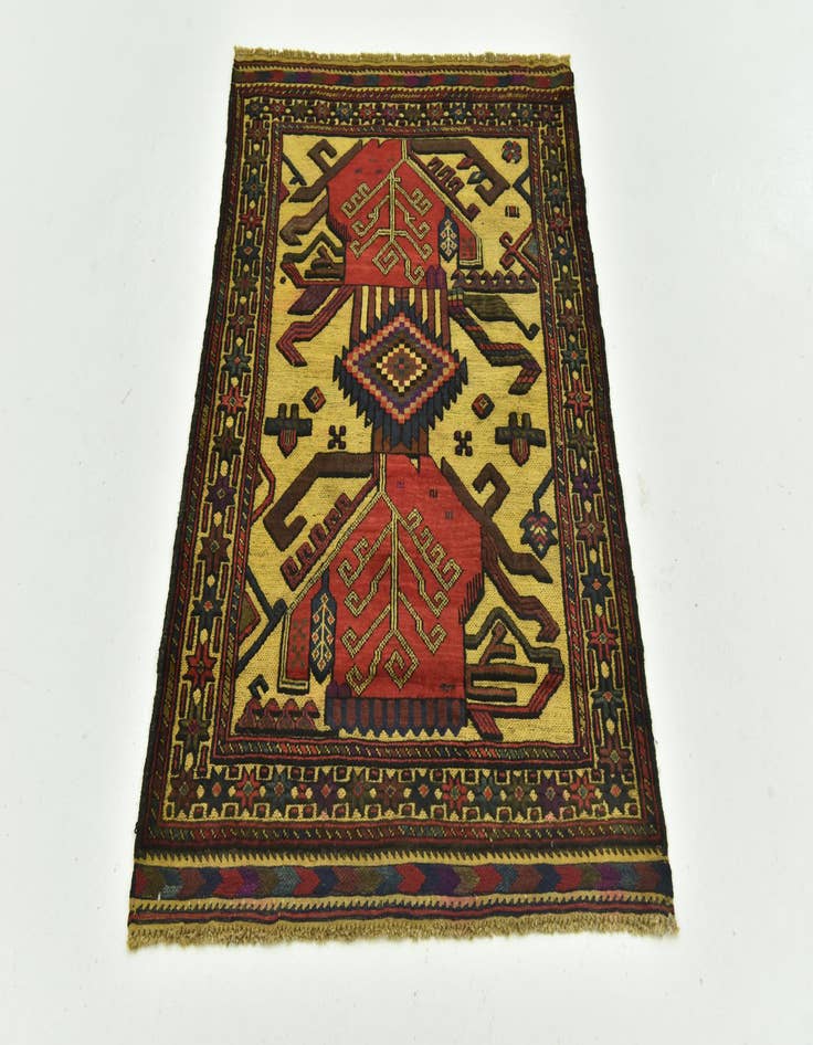 Detail image of  2' 10 x 4' 6  Hand Knotted Sumak Wool Rug