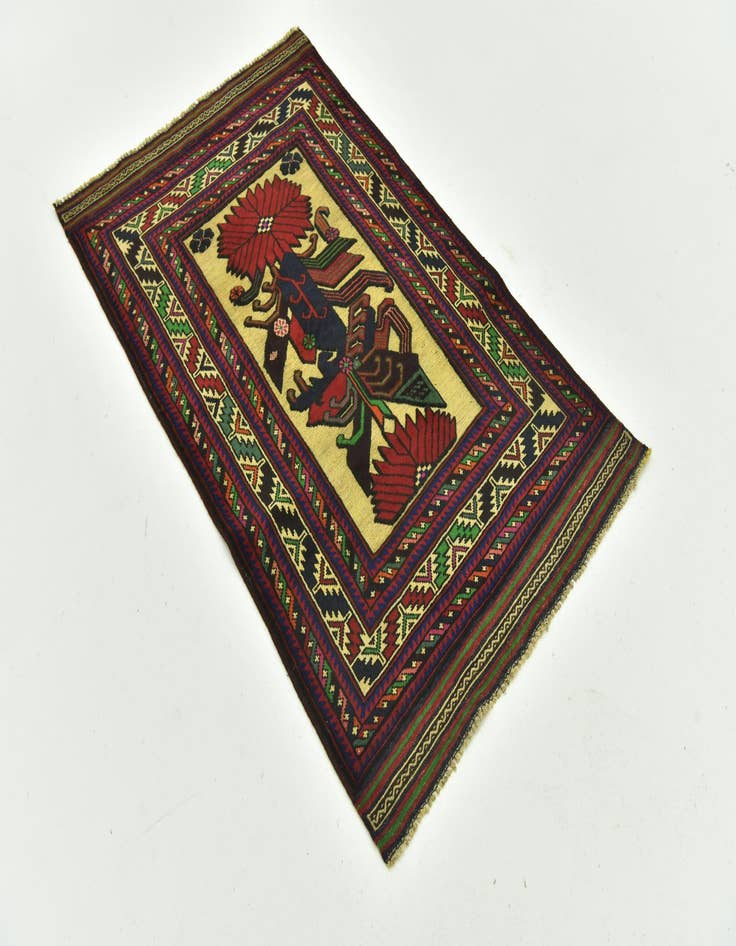 Detail image of  2' 10 x 4' 9  Hand Knotted Sumak Wool Rug