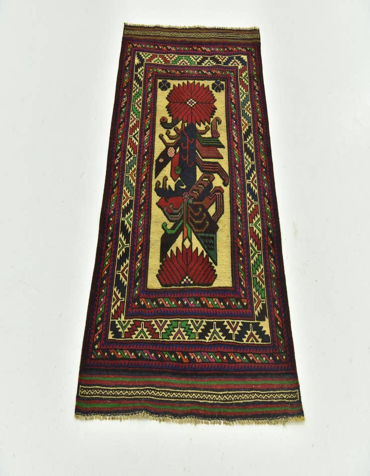 Detail image of  2' 10 x 4' 9  Hand Knotted Sumak Wool Rug