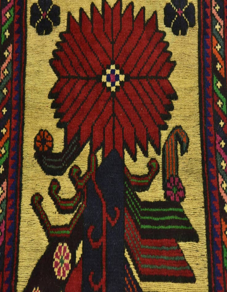 Detail image of  2' 10 x 4' 9  Hand Knotted Sumak Wool Rug