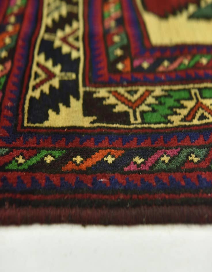 Detail image of  2' 10 x 4' 9  Hand Knotted Sumak Wool Rug