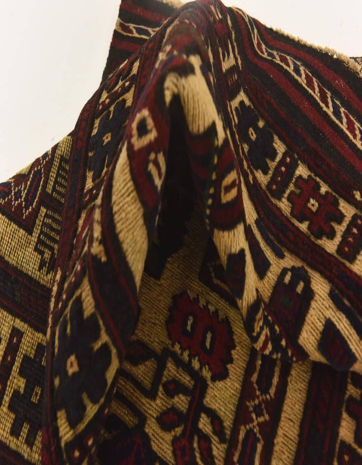 Detail image of  2' 10 x 4'  Hand Knotted Sumak Wool Rug