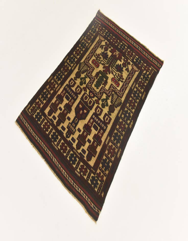 Detail image of  2' 10 x 4'  Hand Knotted Sumak Wool Rug