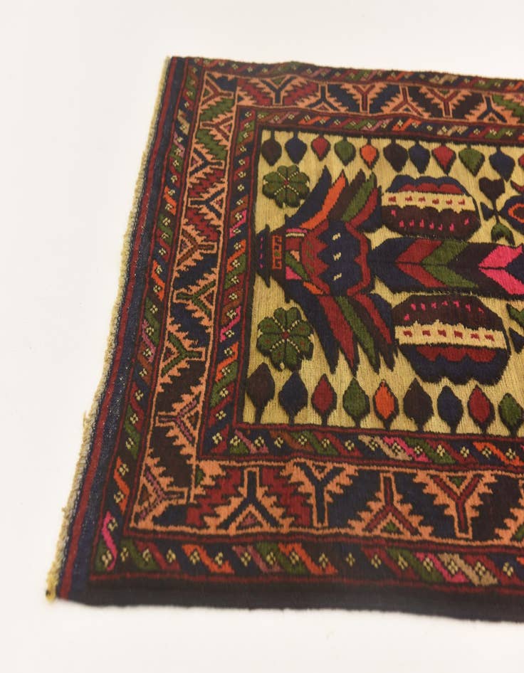 Detail image of  2' 6 x 4' 6  Hand Knotted Sumak Wool Rug