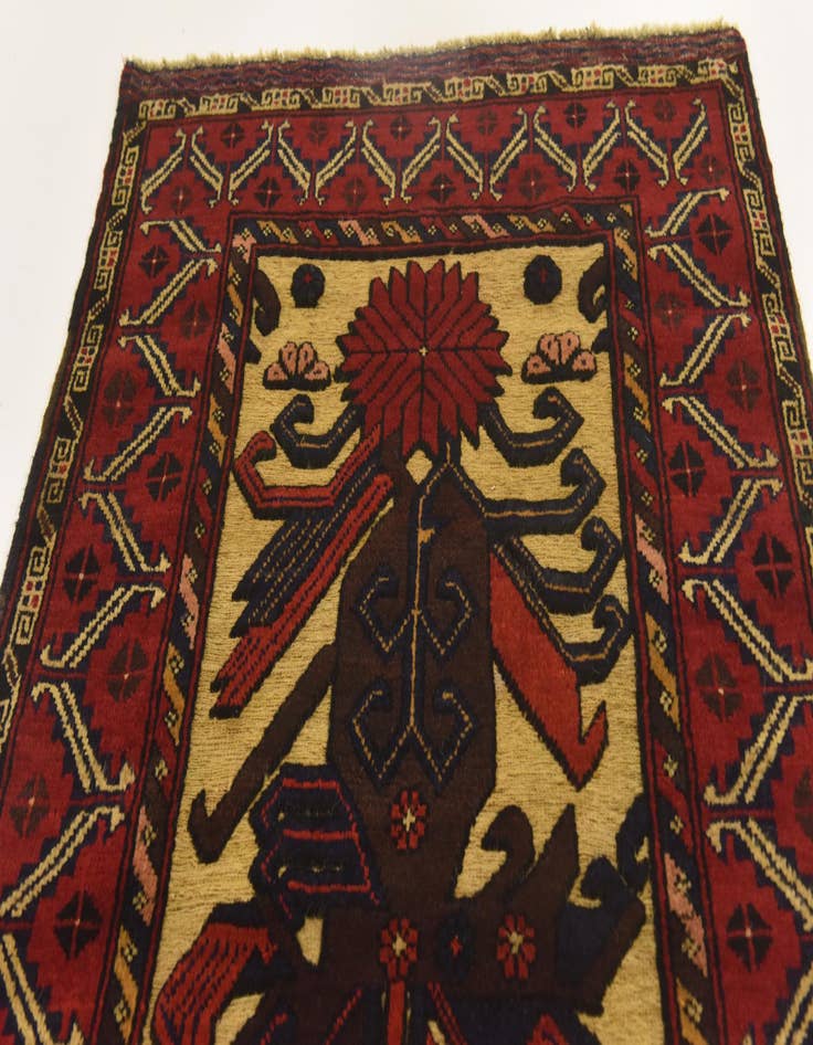 Detail image of  3' x 4' 7  Hand Knotted Sumak Wool Rug