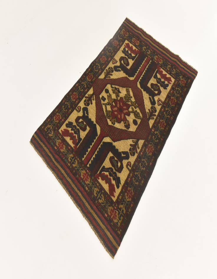 Detail image of  3' x 4' 7  Hand Knotted Sumak Wool Rug