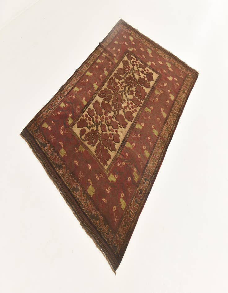 Detail image of  4' x 5' 9  Hand Knotted Sumak Wool Rug