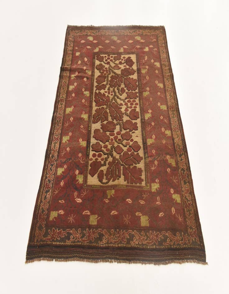 Detail image of  4' x 5' 9  Hand Knotted Sumak Wool Rug