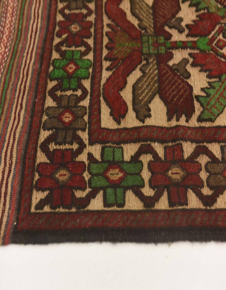 Detail image of  4' 2 x 6' 2  Hand Knotted Sumak Wool Rug