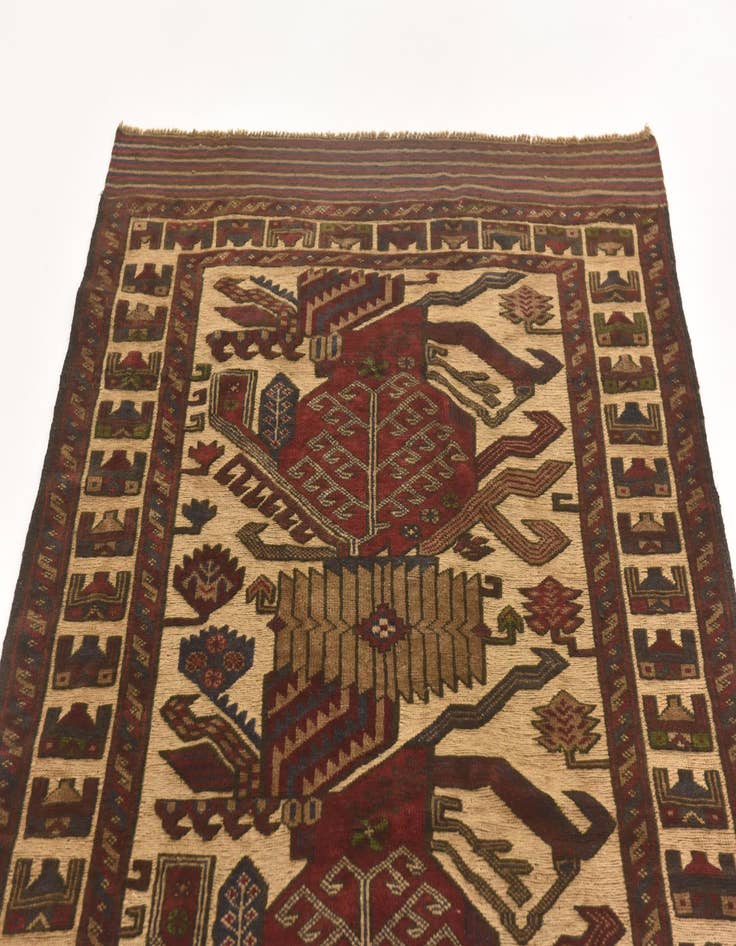 Detail image of  4' 1 x 6' 3  Hand Knotted Sumak Wool Rug