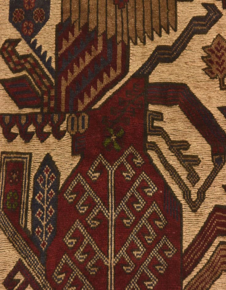 Detail image of  4' 1 x 6' 3  Hand Knotted Sumak Wool Rug