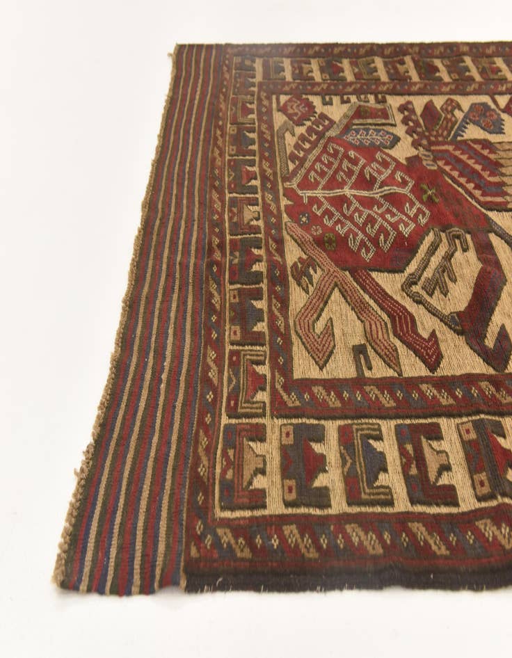 Detail image of  4' 1 x 6' 3  Hand Knotted Sumak Wool Rug