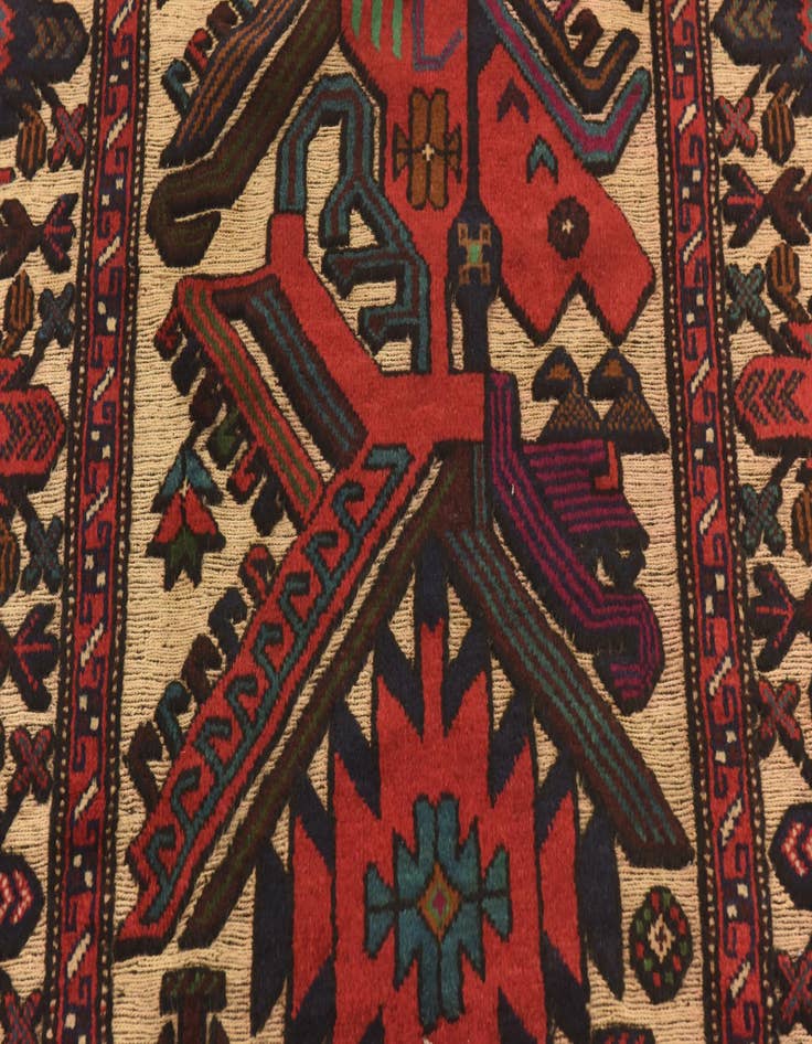 Detail image of  4' 2 x 6' 3  Hand Knotted Sumak Wool Rug