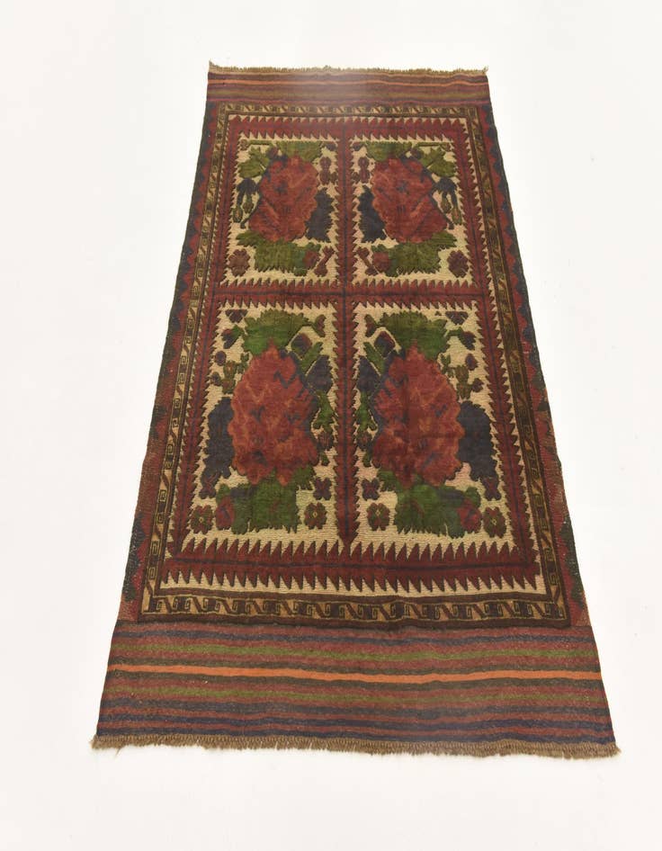 Detail image of  4' x 5' 9  Hand Knotted Sumak Wool Rug