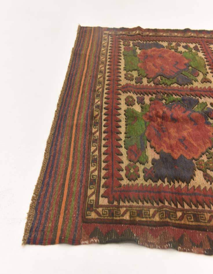 Detail image of  4' x 5' 9  Hand Knotted Sumak Wool Rug