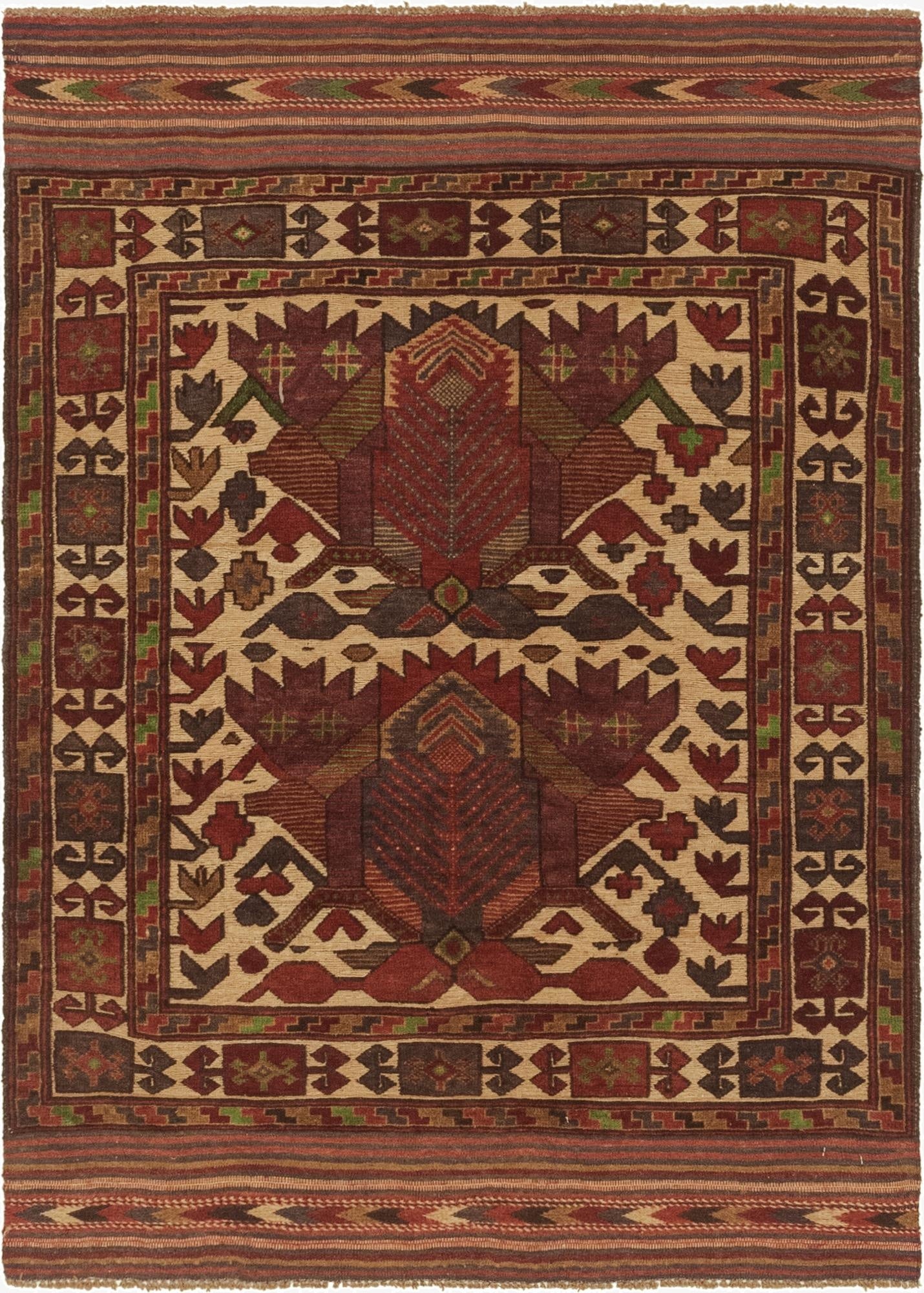  4' 1 x 5' 9  Hand Knotted Sumak Wool Rug