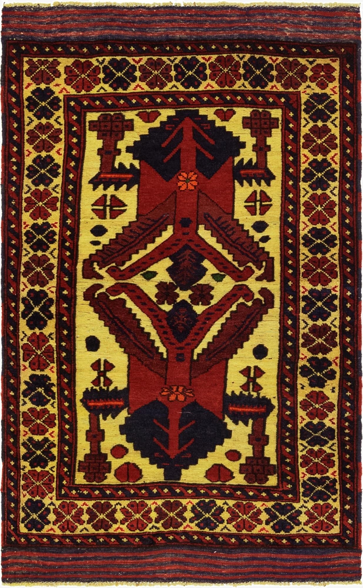  2' 8 x 4' 10  Hand Knotted Sumak Wool Rug