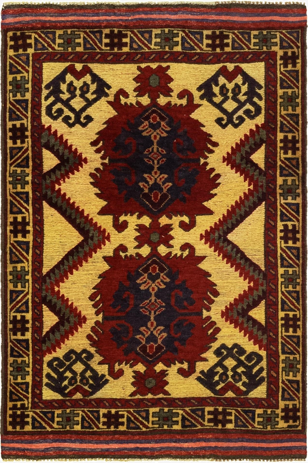 2' 10 x 4' 5  Hand Knotted Sumak Wool Rug