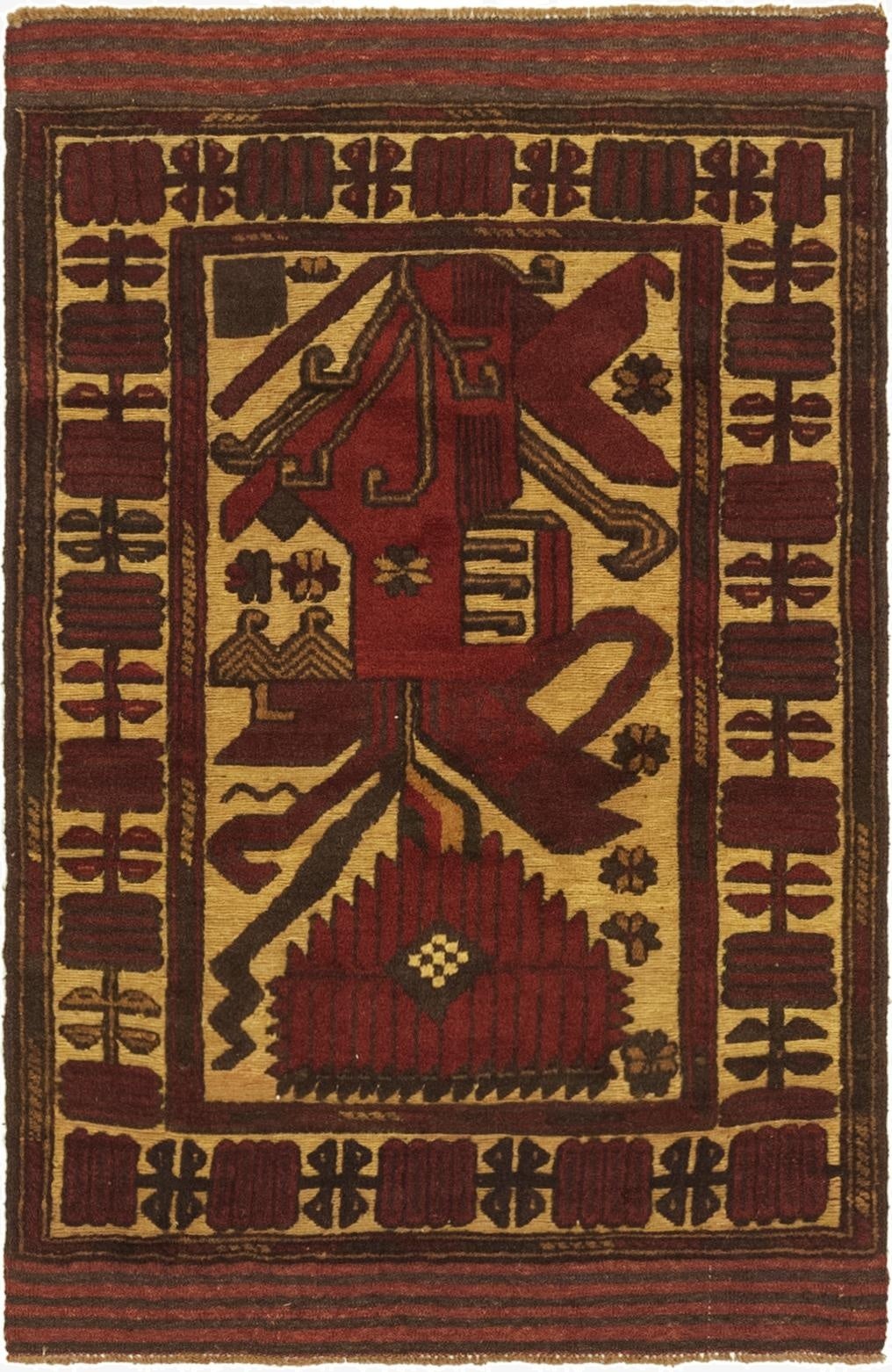  3' x 4' 10  Hand Knotted Sumak Wool Rug