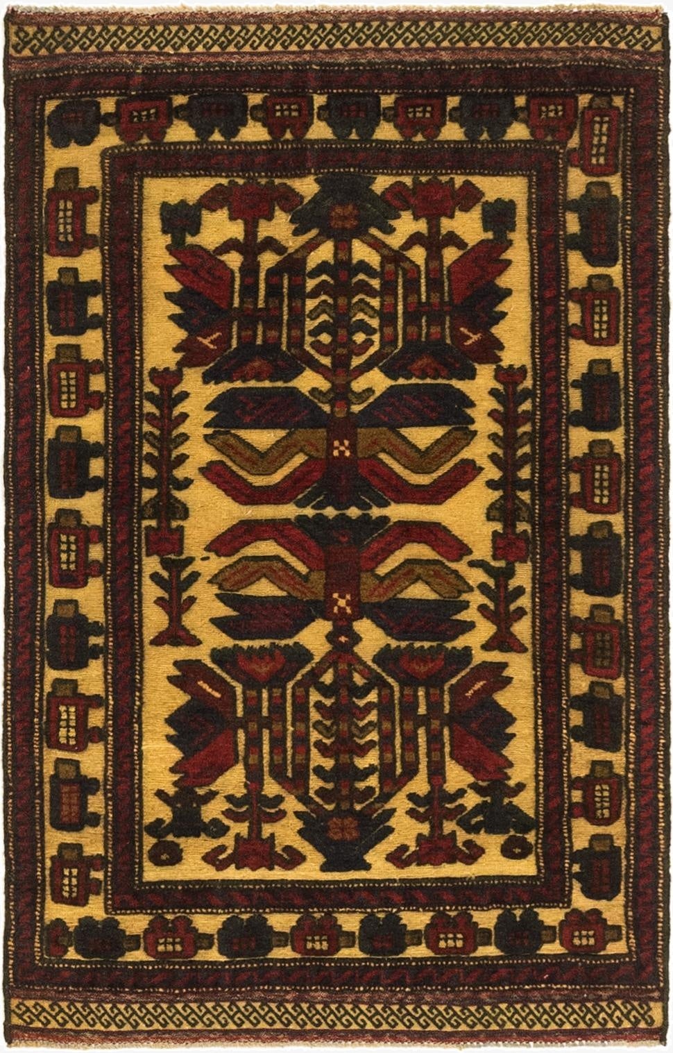  2' 9 x 4' 6  Hand Knotted Sumak Wool Rug