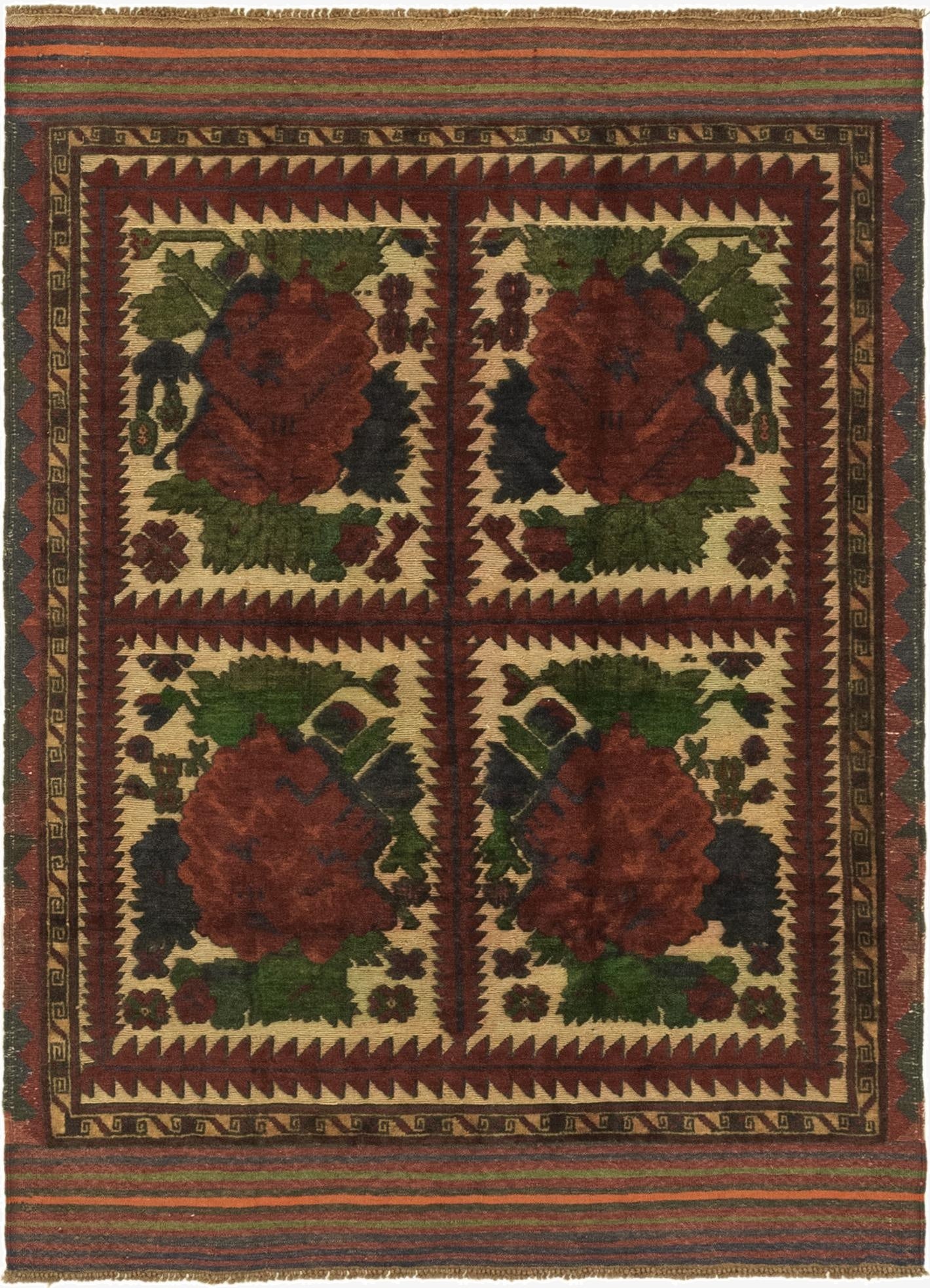  4' x 5' 9  Hand Knotted Sumak Wool Rug