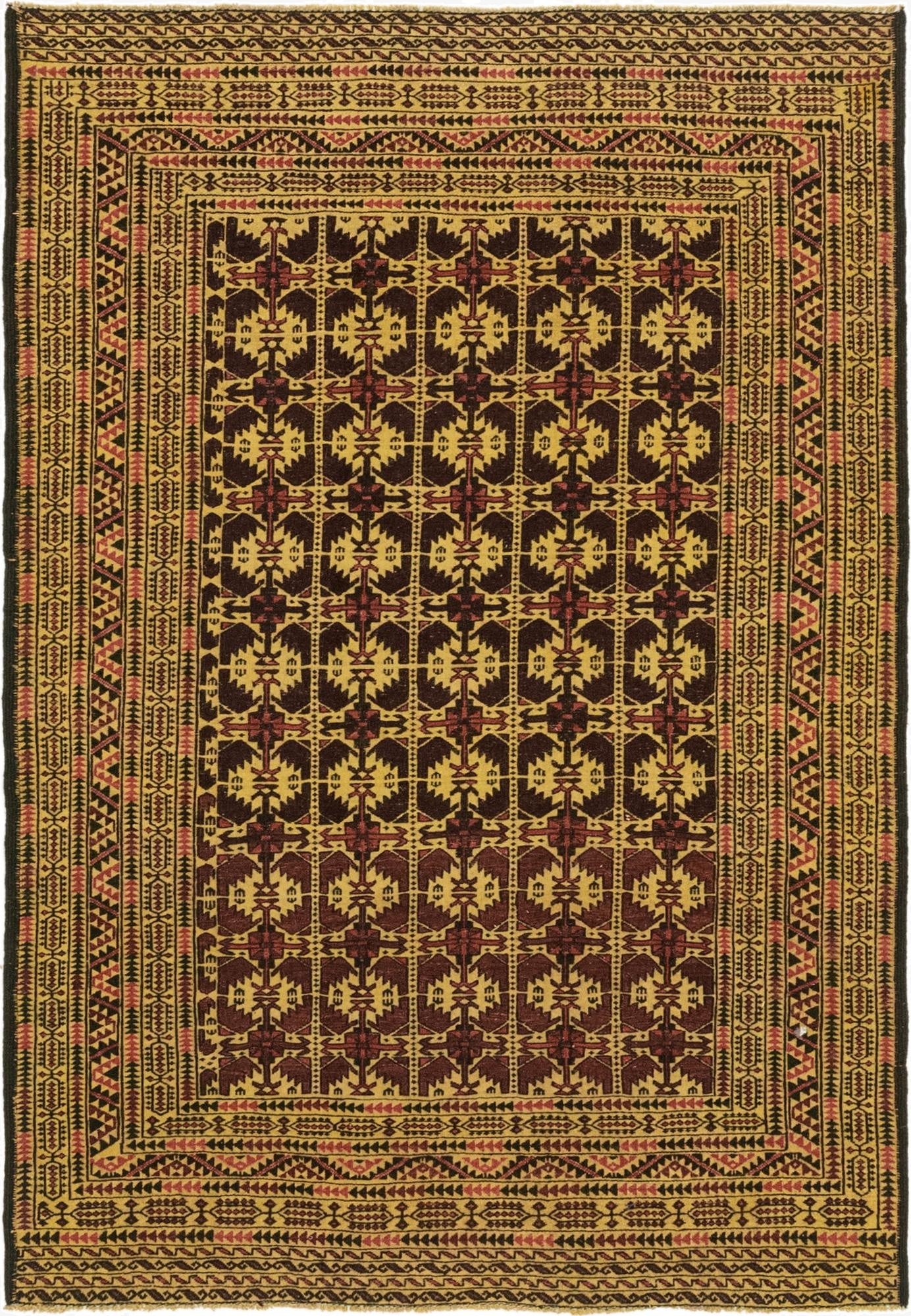  4' 2 x 6' 5  Hand Knotted Sumak Wool Rug