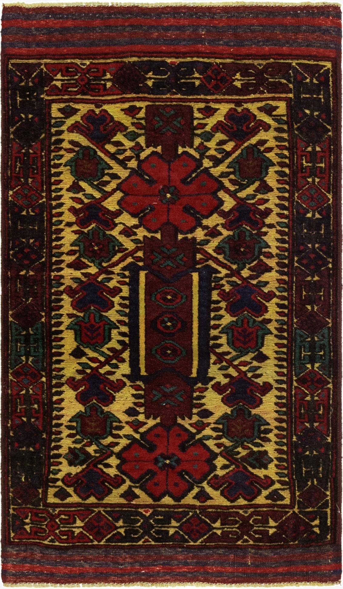  2' 8 x 4' 6  Hand Knotted Sumak Wool Rug
