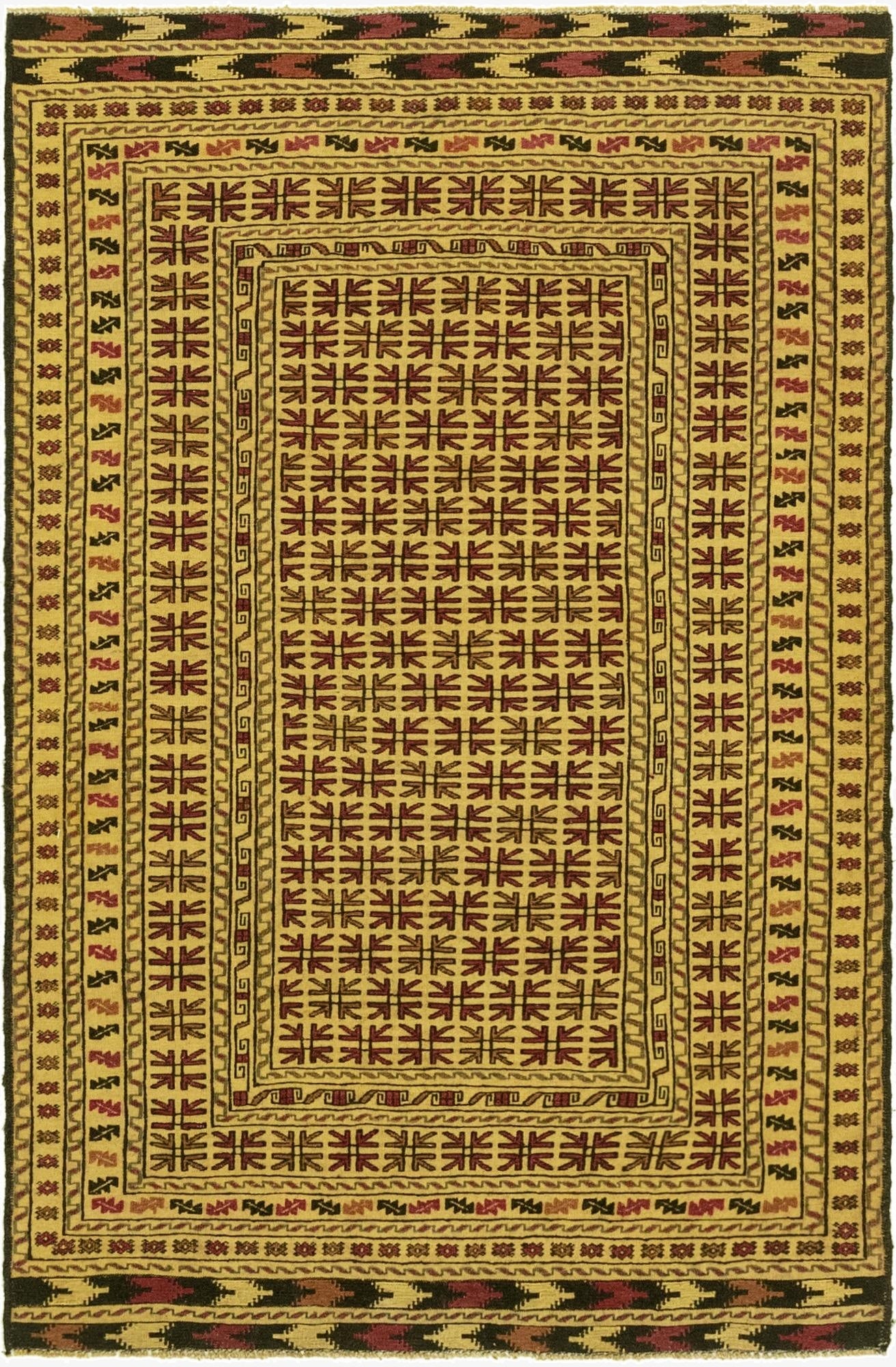  4' x 6' 3  Hand Knotted Sumak Wool Rug
