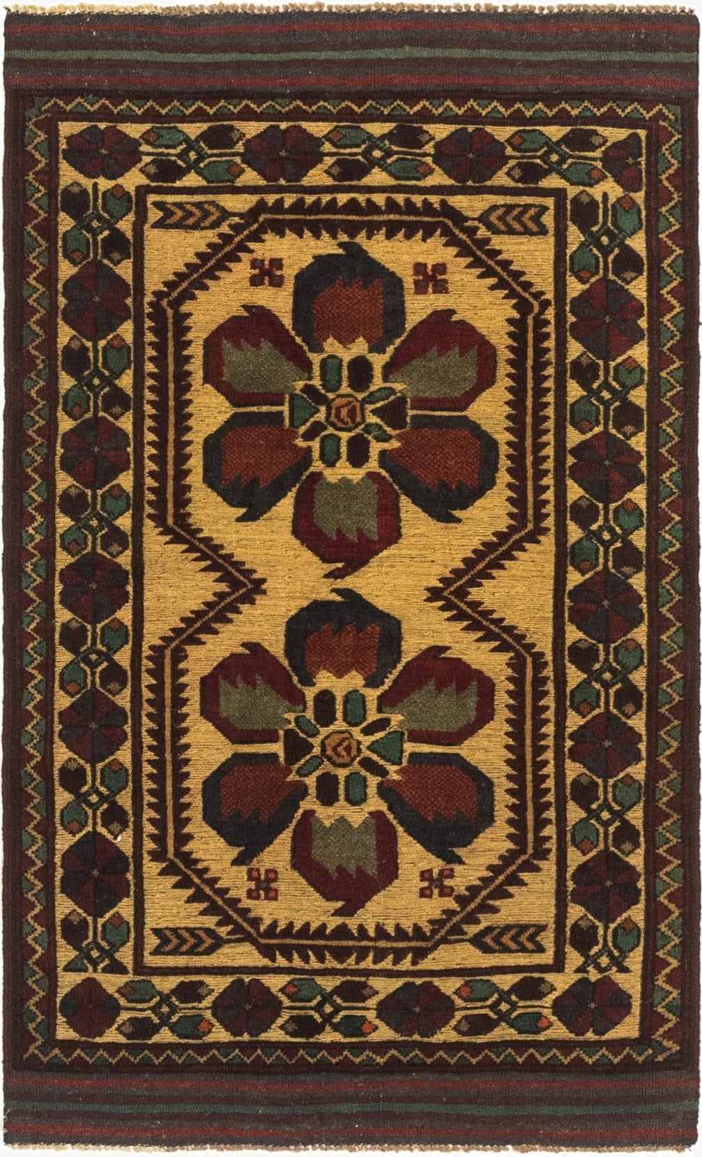  3' x 4' 10  Hand Knotted Sumak Wool Rug