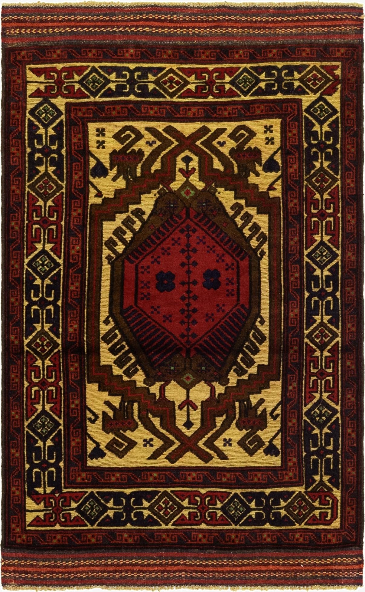  2' 9 x 4' 7  Hand Knotted Sumak Wool Rug